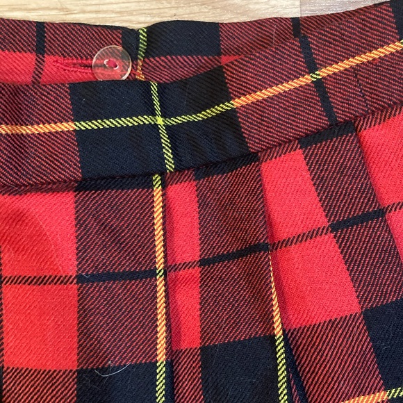 Lands End vintage Womens wool plaid midi skirt red and black with pockets size 8 - Picture 2 of 5